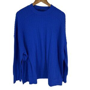 Lane Bryant Womens Blue Cable-Knit Pullover Long Sleeve Sweater Size 22/24